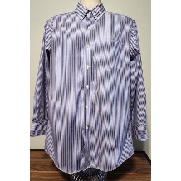 Ralph Lauren Long Sleeve Blue Striped Button-down Dress Shirt Size 16 32/33... - Picture 1 of 5